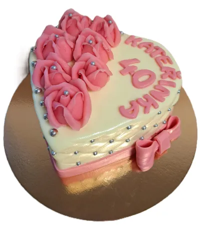 Srdce s růžemi - poctivý Narozeninové dorty na zakázku Karviná a Ostrava z Cukrářství Blahutovi